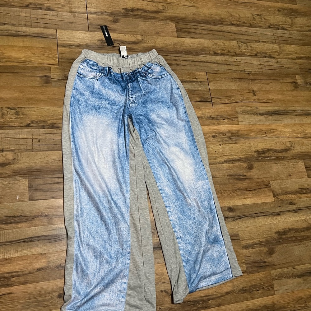 Blue and Gray Two-Tone Lounge Pants